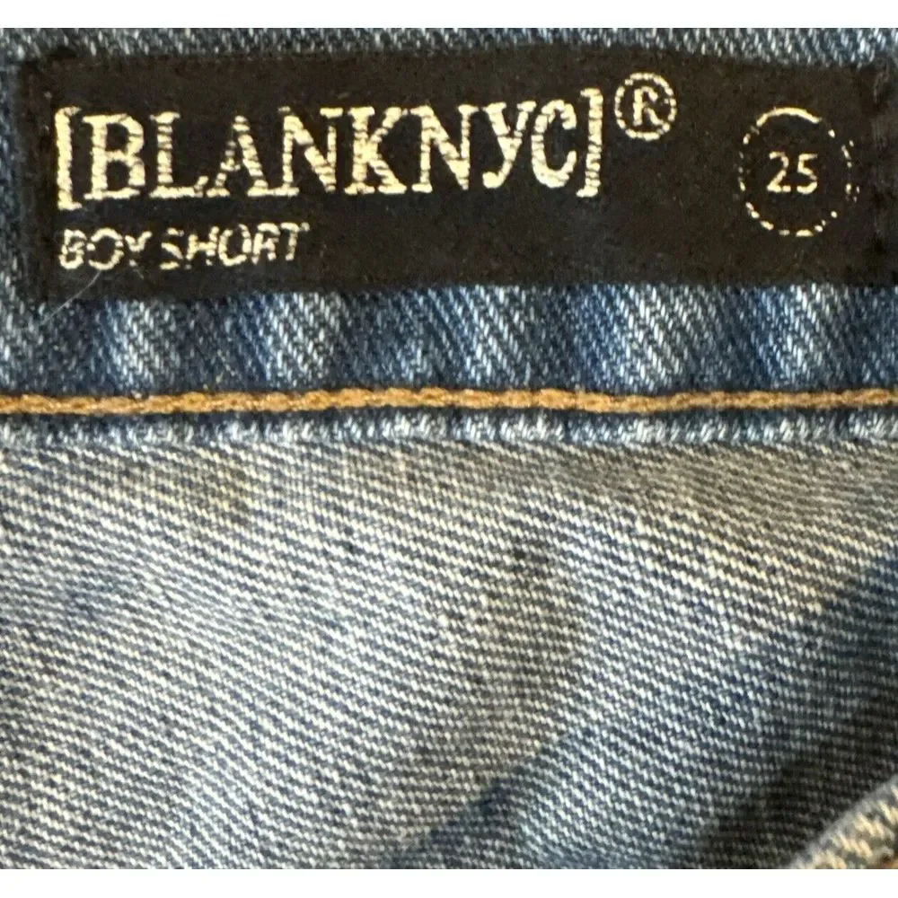 Blank NYC Denim Boy Short Size‎ 25 Mid Rise Distressed Jean Shorts